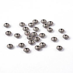 Séparateurs perles en alliage de style tibétain, sans plomb et sans cadmium, Toupie, argent antique, 7.5x4.6mm, Trou: 1mm