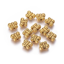 Perline in lega stile tibetano,  cadmio& piombo libero, farfalla, oro antico, circa 10.5 mm di lunghezza, 8 mm di larghezza, 4.5 mm di spessore, Foro: 1 mm