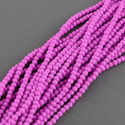 Painted Glass Bead Strands, Baking Paint, Round, Orchid, 10mm, Hole: 1.3~1.6mm, about 80pcs/strand, 31.4 inch