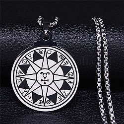 304 Stainless Steel Pendant Necklaces for Women Men, 12 Constellation, Stainless Steel Color, 19.57 inch(49.7cm)