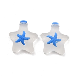 Cabochons en résine translucide, thème de l'océan, bouteille étoile avec étoile de mer, fumée blanche, 25.5x23x8mm