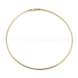 真空メッキ 202 ステンレス鋼ワイヤー チョーカー ネックレス、クラスプ付き  女性用の硬いネックレス  ゴールドカラー  0.08インチ（0.2cm）  内径：5.31インチ（13.5cm）