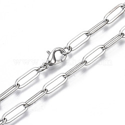 Cadenas de clip de latón, Elaboración de collar de cadenas de cable alargadas dibujadas, con cierre de langosta, Platino, 18.11 pulgada (46 cm) de largo, link: 12x4 mm, anillo de salto: 5x1 mm