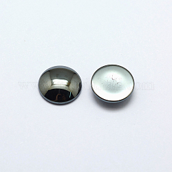 Non magnetici cabochon ematite sintetici, mezzo tondo/cupola, grigio, grigio scuro, 12x3.2mm