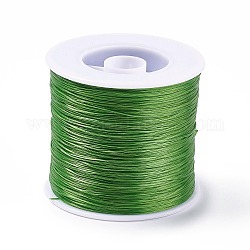 400 m flache, elastische Kristallschnur, elastischer Perlenfaden, für Stretcharmbandherstellung, lime green, 0.2 mm, 1 mm breit, ca. 446.81 Yard (400m)/Rolle