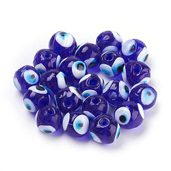 Manuell Murano Glas Perlen, bösen Blick, Runde, Blau, ca. 12 mm Durchmesser, Bohrung: 2 mm