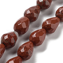 Chapelets de perles en jaspe rouge naturel, larme à facettes, 10x7mm, Trou: 1.2mm, Environ 20 pcs/chapelet, 7.87'' (20 cm)