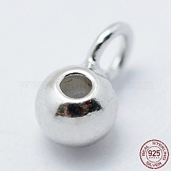 Bélière tube en argent sterling rhodié 925, cautions en boucle, avec du caoutchouc, rondelle, Perles renflouer , perles de bouchage, platine, 6x3x2.5mm, Trou: 1.5mm, diamètre intérieur: 0.5 mm