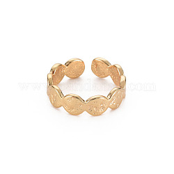 Текстурированное плоское круглое кольцо-манжета, открытое кольцо из латуни для женщин, без никеля , золотые, размер США 7 1/4 (17.5 мм)