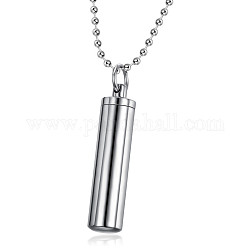 Colgantes de botella de perfume de acero inoxidable quirúrgico 316l, columna, color acero inoxidable, 47x11mm