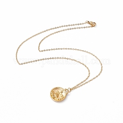Placage ionique (ip) 304 collier pendentif en acier inoxydable pour hommes femmes, thème des constellations, or, Scorpion, 17.72 pouce (45 cm)