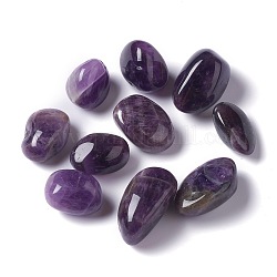 Perles d'améthyste naturelle, pierre roulée, pierres de guérison pour 7 équilibrage des chakras, cristal thérapie, méditation, reiki, gemmes de remplissage de vase, pas de trous / non percés, pépites, 21~32x16~20x10.5~18mm, environ 100 pcs/1000 g