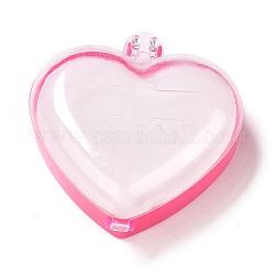 Пластиковая шкатулка для колец, сердце, розовые, 7.85x7.55x2.9 см