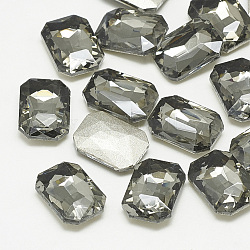 Cabujones de cristal con rhinestone, facetados, octágono rectángulo, diamante negro, 10x8x3.5mm