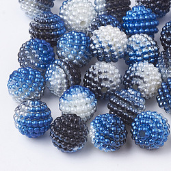 Perles acryliques de perles d'imitation, perles baies, perles combinés, perles de sirène dégradé arc-en-ciel, ronde, bleu royal, 10mm, Trou: 1mm, environ 200 pcs / sachet 