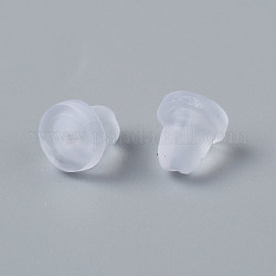 Poussoirs d'oreilles en silicone, dos d'oreille, pour faire des boucles d'oreille, blanc, 6x5mm, Trou: 0.7~1.2mm, 1000 pcs / boîte