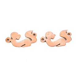 304 Stainless Steel Links Connectors, Laser Cut, Squirrel, Rose Gold, 8.5x16x1mm, Hole: 1.2mm