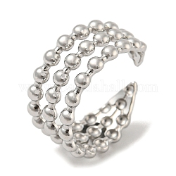 304 anillo de puño abierto de acero inoxidable, anillos de banda ancha redondos planos, color acero inoxidable, nosotros tamaño 7 1/2 (17.7 mm)