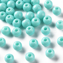 Perles acryliques opaques, ronde, turquoise pale, 6x5mm, Trou: 1.8mm, environ 4400 pcs/500 g