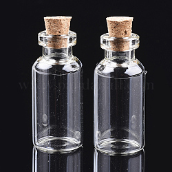 Bouteilles de verre bocal en verre perlent conteneurs, avec bouchon en liège, souhaitant bouteille, clair, 40x18mm, trou: 7 mm, capacité: 10 ml (0.34 oz liq.)