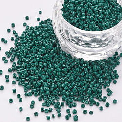 GlasZylinderförmigperlen, Perlen, Backen Farbe, Rundloch, blaugrün, 1.5~2x1~2 mm, Bohrung: 0.8 mm, ca. 45000 Stk. / Beutel, etwa 1 Pfund / Beutel