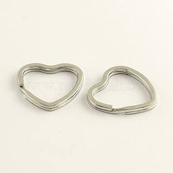 304 Stainless Steel Key Clasps, Heart, Stainless Steel Color, 31x31.5x3mm
