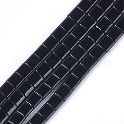 Немагнитные синтетические гематитовые многожильные связи, окрашенные распылением, для изготовления эластичных браслетов, квадратный, чёрные, 5x5x2 мм, отверстие : 0.6 мм, около 81 шт / нитка, 15.9 дюйм