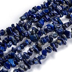 Chapelets de perles en lapis-lazuli naturel, Grade a, puce, 3~16x3~8mm, Trou: 0.7mm, 32.28'' (82 cm)