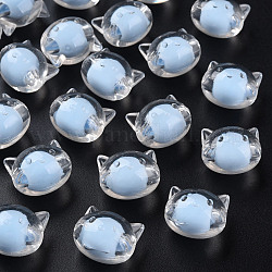 Transparente Acryl Perlen, Perle in Perlen, Katze, Licht Himmel blau, 16x18.5x14.5 mm, Bohrung: 3.5 mm, ca. 196 Stk. / 500 g