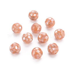 Harz perlen, mit natürlicher rosa Schale, Runde, Licht Lachs, 8.5 mm, Bohrung: 1 mm