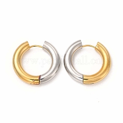 Двухцветные серьги-кольца Huggie из нержавеющей стали 304 для женщин, золотые и нержавеющая сталь цвет, 25x26x5 мм, штифты : 1 мм