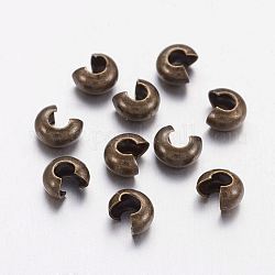 Latón chafas cubiertas, sin níquel, color de bronce antiguo, tamaño: aproximamente 5 mm de diámetro, agujero: 1.5~1.8 mm
