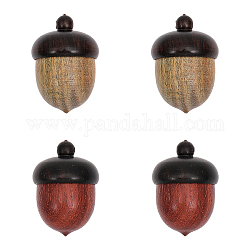 Chgcraft 4 pièces 2 couleurs en bois gland boîte bijoux pendentifs, charme de gland d'automne, avec bouchon à vis, boîte secrète, couleur mixte, 29~30x20~21mm, Trou: 1.4~1.8mm, diamètre intérieur: 13 mm, 2 pcs / couleur