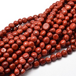 Natürliche rote Jaspis Nuggets Perlen Stränge, getrommelt Stein, 5~10x6~7x3~7 mm, Bohrung: 1 mm, ungefähr 14.9 Zoll ~ 15.7 Zoll