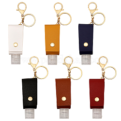 CHGCRAFT 6Pcs 6 Colors Plastic Hand Sanitizer Bottle, Refillable Squeeze Bottles, with PU Leather Cover and Keychain Clasp, Mixed Color, 14~14.5cm, Capacity: 30ml(1.01fl. oz), 1pc/color