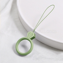 Bagues en silicone pour téléphone portable, cordons courts suspendus à anneau de doigt, vert olive, 7.5 cm, anneau: 30 mm