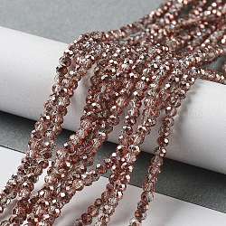 Chapelets de perles en verre électroplaqué, la moitié du cuivre plaqué, facette, rondelle, clair, 3x2mm, Trou: 0.5mm, Environ 147 pcs/chapelet, 13 pouce