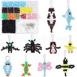 Sunnyclue kit de fabrication de porte-clés animal bricolage, y compris résine et perle en plastique, Fermoirs de porte-clés en fer et porte-clés fendus, couleur mixte, 550 pcs / boîte
