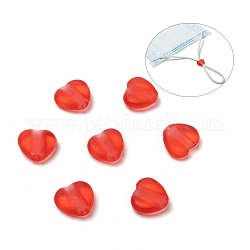 Heart Transparent PVC Plastic Cord Lock for Mouth Cover, Anti Slip Cord Buckles, Rope Adjuster, Tomato, 9.5x10x3.5mm, Hole: 2x4mm