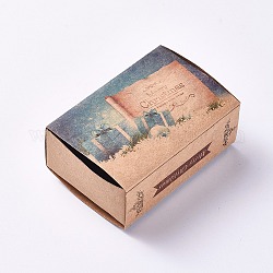 Scatola di cassetto di carta pieghevole portatile creativa, Scatole per imballaggio regalo di caramelle per matrimonio, rettangolo, tema natale, colorato, scatola: 8.4x6x3 cm
