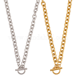 Anattasoul 2 Stück 2 Farben Legierung Kabelkette Halskette für Männer Frauen, Platin & golden, 17.32 Zoll (44 cm), 1 Stück / Farbe