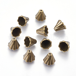 Tibetischen Stil Legierung Perlenkappen, Bleifrei und Cadmiumfrei und Nickel frei, Antik Bronze, 13x12 mm, Bohrung: 2 mm, Innendurchmesser: 10 mm
