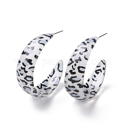 Boucles d'oreilles en forme de c en acétate de cellulose (résine), 304 bijoux en acier inoxydable pour fille femme, blanc, 42x14x3.5mm, pin: 0.7 mm