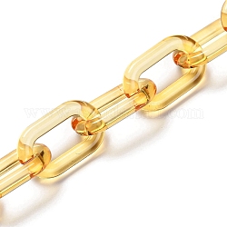 Chaînes de câble acryliques transparentes faites à la main, pour la fabrication de bijoux, non soudée, ovale, verge d'or, lien: 27x16.5x4 mm, 39.37 pouce (1 m)/fil