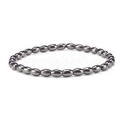 Bracelet extensible perlé ovale en hématite synthétique, bijoux en pierres précieuses pour femmes, diamètre intérieur: 2-1/4 pouce (5.8 cm)
