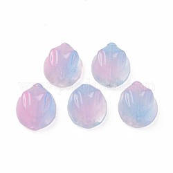 Perles de verre peintes par pulvérisation transparentes deux tons, lapin, lumière bleu ciel, 14x12x8mm, Trou: 1.4mm