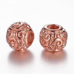 304 perline europei in acciaio inox, rondelle con vortex, oro roso, 12x10mm, Foro: 4.5 mm