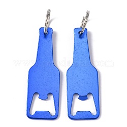 Ouvre-bouteilles en aluminium, avec accessoires de porte-clés fendus, bleu, 90x30mm