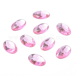 Cabuchones de diamante de imitación de acrílico de Taiwan imitación, facetados, óvalo espalda plana, rosa perla, 30x20x5mm, aproximamente 100 unidades / bolsa