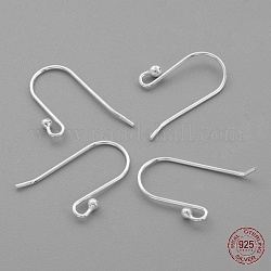 925 Sterling Silver Earring Hooks, Silver, 15x9mm, Hole: 2mm, 21 Gauge, Pin: 0.7mm
